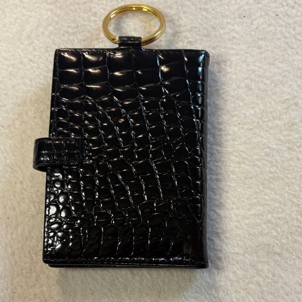 Etienne Aigner Black Croc-Embossed Key Wallet